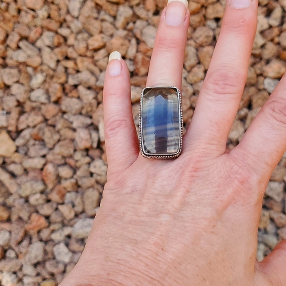 New Oversized Fluorite 925 Silver Ring. - Picture 10 of 12